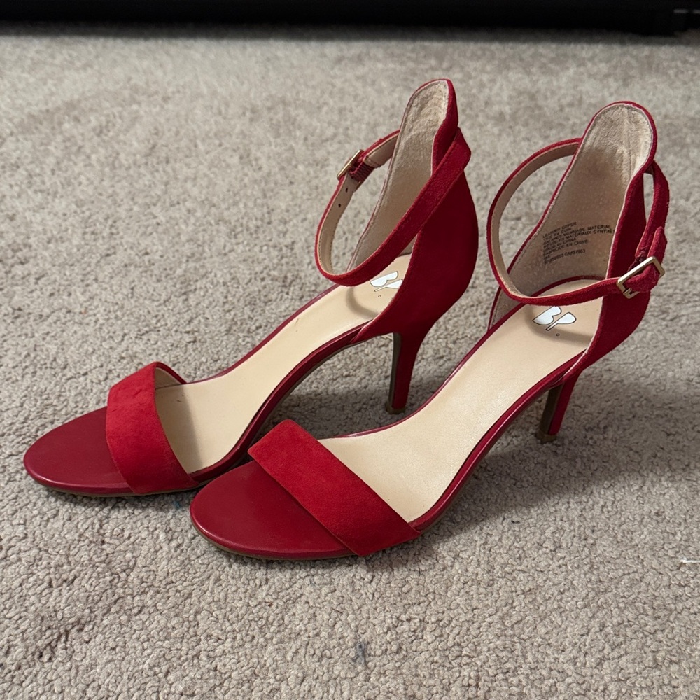 BP Red Ankle Strap Heels